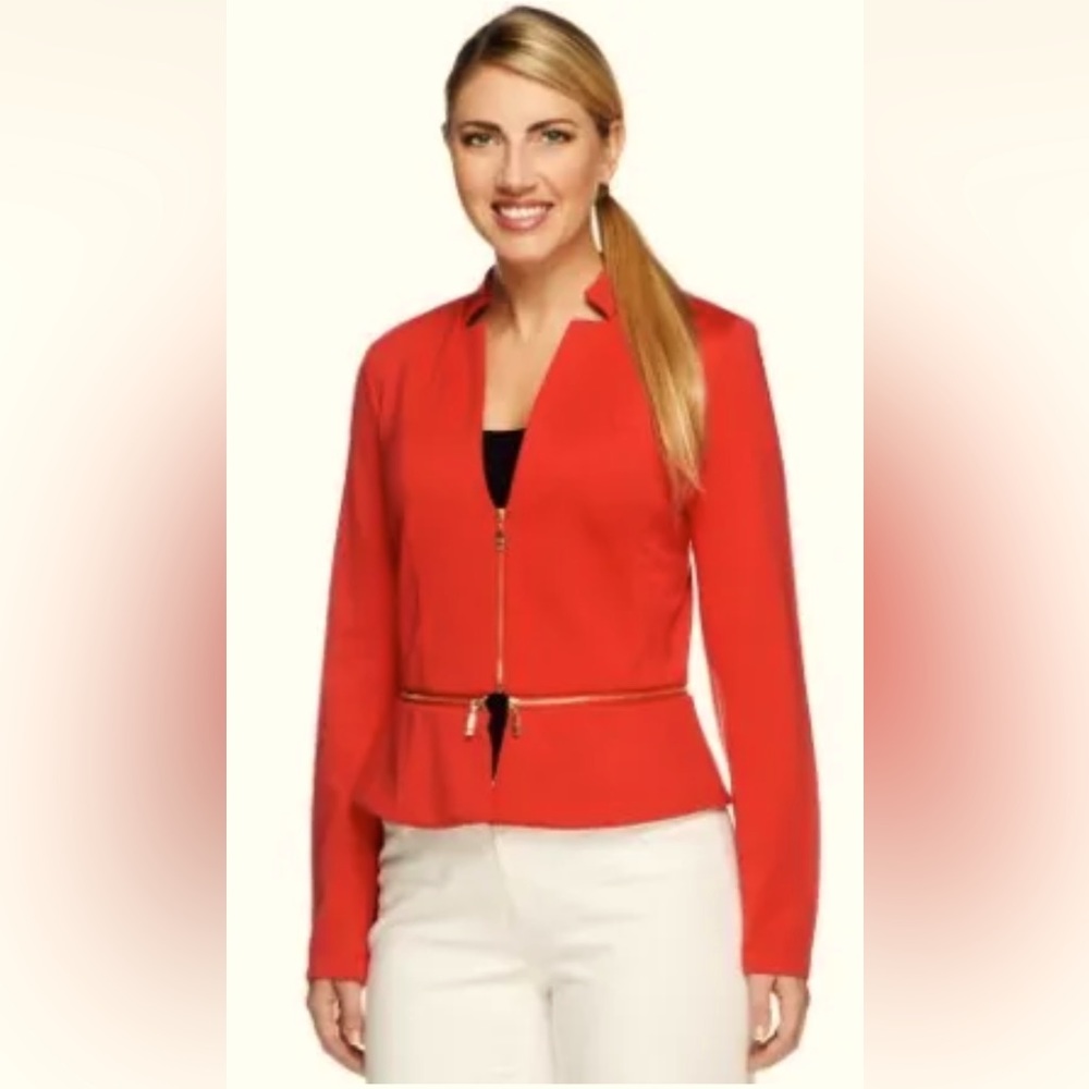 Styled by Joe Zee Ponte Knit Blazer with Zipper Detail NWT SMALL QVC $85.00